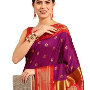 Aadya Silk Sarees Women's Kadiyal Soft Silk Maharani Paithani Saree With Blouse Piece